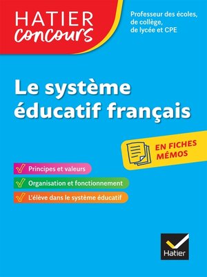 cover image of Concours enseignement--Le système éducatif français en fiches mémos--2023-2024--Révision